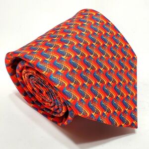 Rotary International Necktie  Orange Geometric Silk Neck Tie Big & Tall